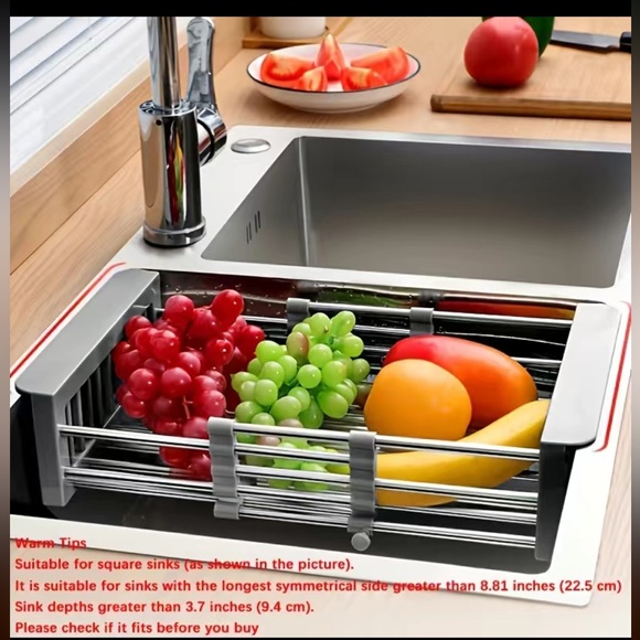 Retractable Stainless Steel Kitchen Sink Shelf - Perfect for Rectangular Sinks - Picture 6 of 6